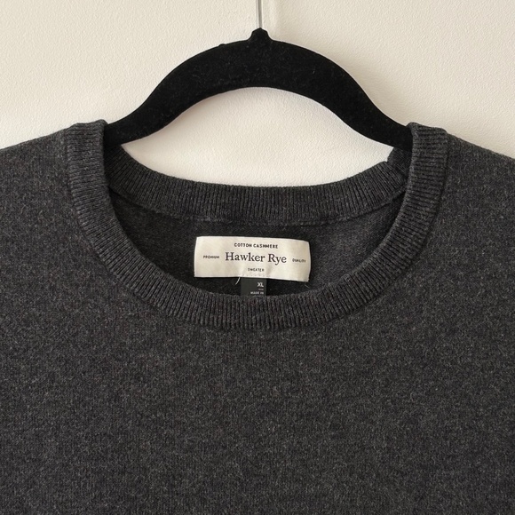 Hawker Rye Cotton & Cashmere Charcoal Gray Crewneck Sweater - Picture 4 of 16